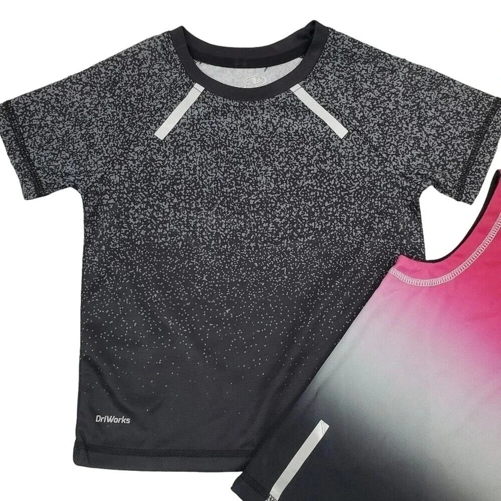4T Black and Pink Athletic Tshirt Tank Top Set, Unisex Kid Sport Shirts and Tops - Picture 2 of 7